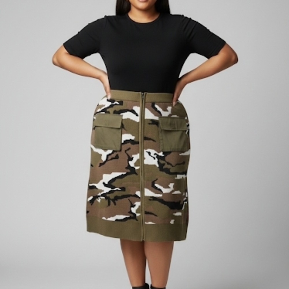 Camouflage Midi Skirt